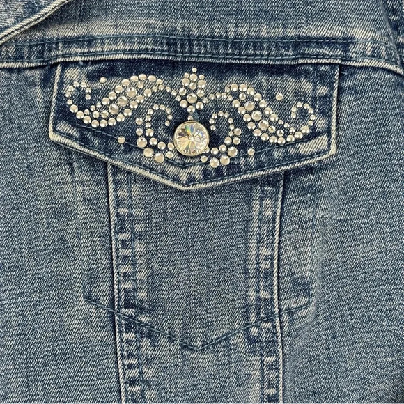 Christine Alexander 1990s Vintage Denim Jacket with Crystal Rhinestone Large - Picture 12 of 16